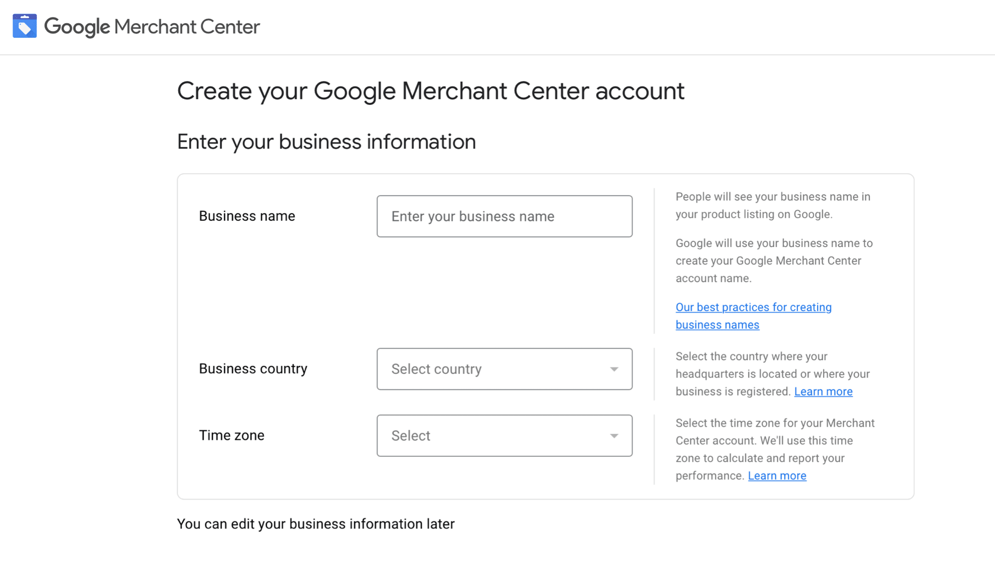 2. set up your google merchant account