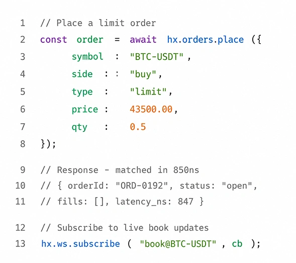 hashcodex trading engine api protocols